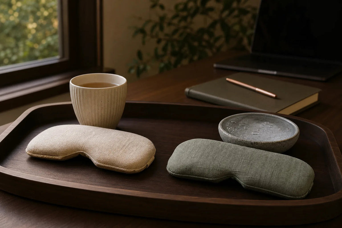 A reusable eye pack prepared for a quiet hot or cold evening ritual